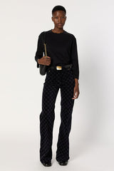 HERMINE BLACK GLITTER COTTON T-SHIRT