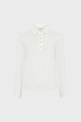 HANIA RHINESTONE COTTON POLO SHIRT