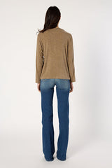 HUGUE CAMEL TUNISIAN COLLAR SLUB T-SHIRT