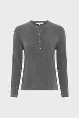 HUGUE HEATHER GREY TUNISIAN COLLAR SLUB T-SHIRT