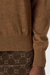 ESTELLE CAMEL FINE MERINO WOOL CARDIGAN