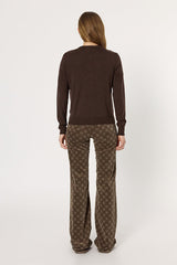 ESTELLE BROWN FINE MERINO WOOL CARDIGAN