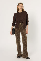 ESTELLE BROWN FINE MERINO WOOL CARDIGAN