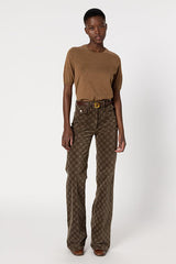 ELSA CAMEL SLEEVELESS ROUND NECK FINE WOOL SWEATER