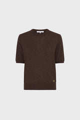 ELSA BROWN SLEEVELESS ROUND NECK FINE WOOL SWEATER