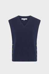 EVITA SLEEVELESS V-NECK SWEATER