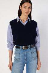 EVITA SLEEVELESS V-NECK SWEATER