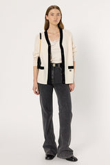 ESTER TWO-TONE WOOL CARDIGAN