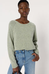 ELISA GREEN MOTTLED WOOL STRAIGHT SWEATER