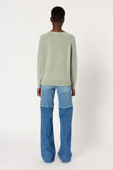 ELISA GREEN MOTTLED WOOL STRAIGHT SWEATER