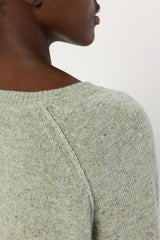 ELISA GREEN MOTTLED WOOL STRAIGHT SWEATER