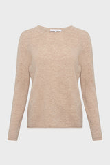 EVA PINK BEIGE ROLLED EDGE WOOL SWEATER