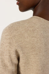 EVA PINK BEIGE ROLLED EDGE WOOL SWEATER