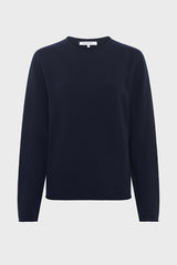 EVA NAVY ROLLED EDGE WOOL SWEATER