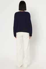 ESME RHINESTONES LOOSE FITTING WOOL SWEATER