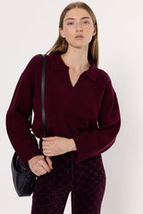 ENORA BURGUNDY POLO SHIRT STYLE NECK WOOL SWEATER