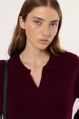ENORA BURGUNDY POLO SHIRT STYLE NECK WOOL SWEATER