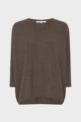 ESMEE BROWN OVERSIZED CASHMERE V-NECK SWEATER