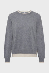 EDDA TWO-TONE ROUND NECK CASHMERE SWEATER
