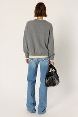 EDDA TWO-TONE ROUND NECK CASHMERE SWEATER