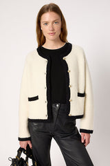 EWA CONTRASTING BOUCLE CARDIGAN