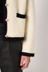 EWA CONTRASTING BOUCLE CARDIGAN