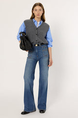 ELYSEE GREY LUREX SLEEVELESS CARDIGAN