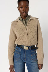 EDENA ZIPPERED COLLAR LUREX SWEATER