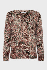 EMME V-NECK PRINTED FINE WOOL SWEATER