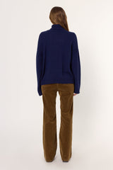 ENID NAVY LOOSE TURTLENECK SWEATER
