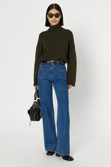 ENID KAKI LOOSE TURTLENECK SWEATER