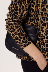 ELODIE FINE WOOL LEOPARD CARDIGAN