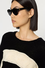 ESTE TWO-TONE TWISTED WOOL SWEATER