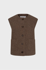 NAOMIE SLEEVELESS HERRINGBONE JACKET