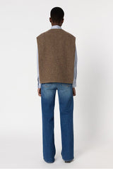 NAOMIE SLEEVELESS HERRINGBONE JACKET