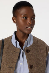 NAOMIE SLEEVELESS HERRINGBONE JACKET