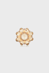 FLORA GOLD RHINESTONE AND STONE BROOCH