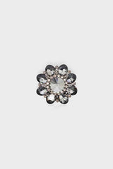 FLORA ANTHRACITE RHINESTONE AND STONE BROOCH
