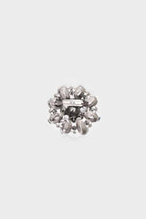 FLORA ANTHRACITE RHINESTONE AND STONE BROOCH