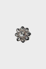 FLORA ANTHRACITE RHINESTONE AND STONE BROOCH