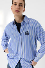 CYNDRA COAT OF ARMS COTTON STRIPED SHIRT