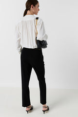 CEZANNE ECRU TUNISIAN COLLAR FLOWING BLOUSE