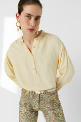 CEZANNE YELLOW TUNISIAN COLLAR FLOWING BLOUSE