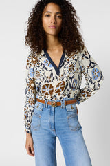 CRYSTELLE PRINTED FLUID BLOUSE
