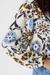 CRYSTELLE PRINTED FLUID BLOUSE