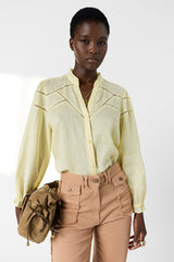CRISTEL YELLOW FINE EMBROIDERY SHIRT