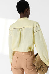 CRISTEL YELLOW FINE EMBROIDERY SHIRT