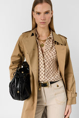 CLARIANE SAND MONOGRAM FLOWING SHIRT