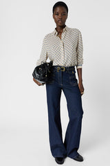 CLARIANE BLUE MONOGRAM FLOWING SHIRT