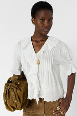CEYLIA WHITE EMBROIDERED COTTON VOILE SHIRT